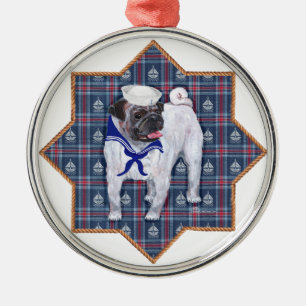 Ornamento De Metal Marinheiro Pug