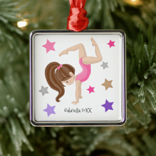 Ornamento De Metal Marrom Hired Gymnast Girl no Natal