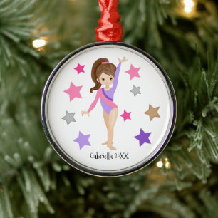 Ornamento De Metal Marrom Hired Gymnast Girl no Natal
