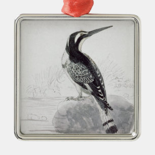 Ornamento De Metal Martinho pescatore preto e branco