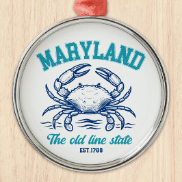 Ornamento De Metal Maryland Old Line State Crab Graphic