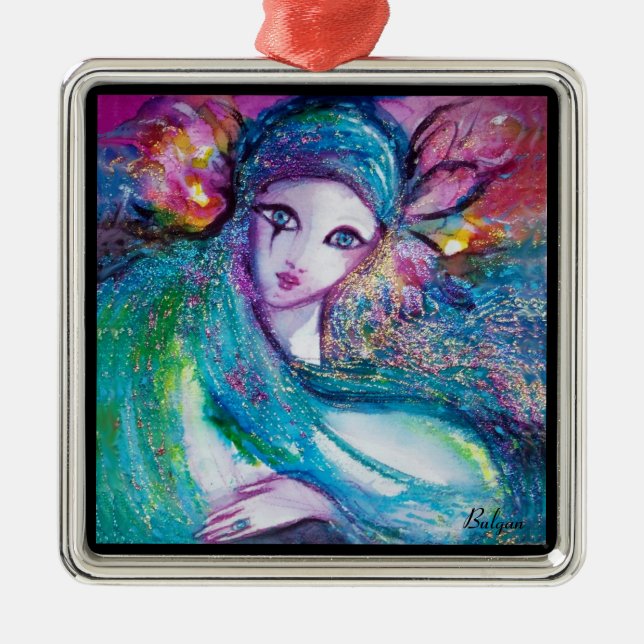 ORNAMENTO DE METAL MÁSCARA EM AZUL (Frente)