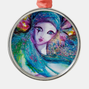 ORNAMENTO DE METAL MÁSCARA EM AZUL