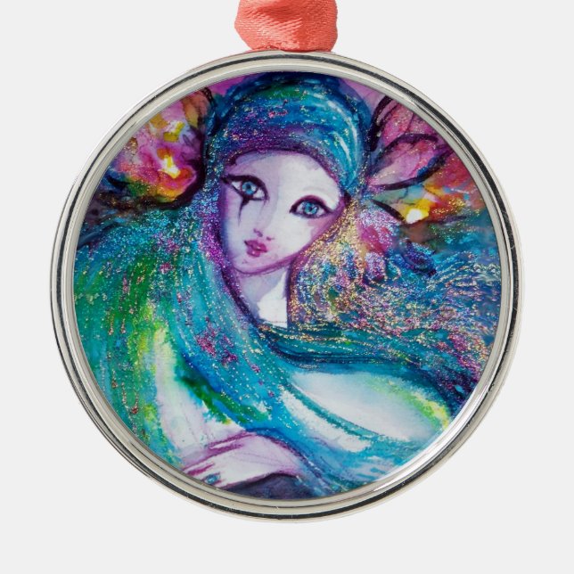 Ornamento De Metal MÁSCARA EM AZUL / Máscaras Mascarada Venezianas (Frente)