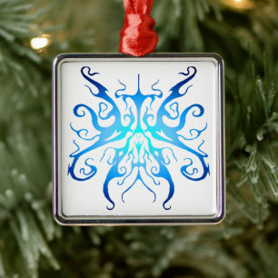 Ornamento De Metal Máscara Tribal Azul Elegante Design Abstrato