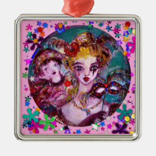 Ornamento De Metal MÁSCARAS E CONFETTI DE MASCARADA VENETINA namorado