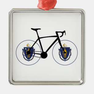 Ornamento De Metal Massachusetts Flag Cycling