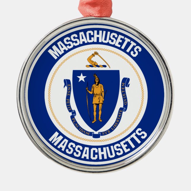 Ornamento De Metal Massachusetts Round Emblem (Frente)