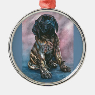 Ornamento De Metal Mastiff rajado do bebê