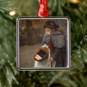 Ornamento De Metal Matchstick Girl Pobre Rua Urchin Pobreza Urbana