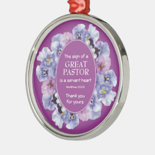 Ornamento De Metal Mauve Floral OBRIGADO, Pastor Apreciação