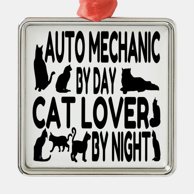 Ornamento De Metal Mecânico Automático do Gato Lover (Frente)