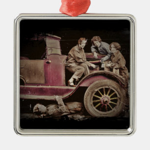 Ornamento De Metal mecânicos da menina dos anos 20 auto