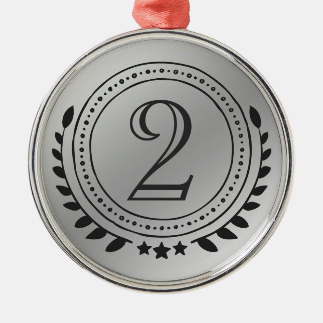 Ornamento De Metal Medalha Silver Honra em Segundo Lugar sobre Gradie (Frente)