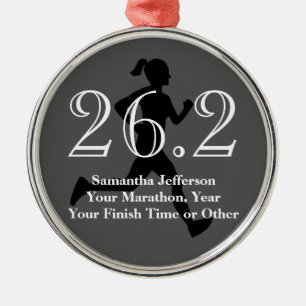 Ornamento De Metal Medalha Womens 26.2 da Maratona Personalizada