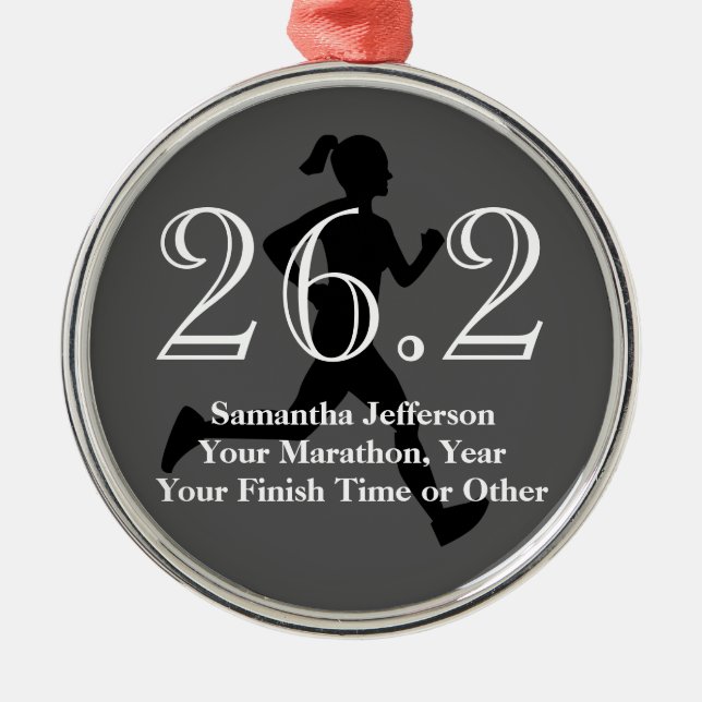 Ornamento De Metal Medalha Womens 26.2 da Maratona Personalizada (Frente)