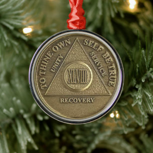 Ornamento De Metal Medalhão de Aniversário de 48 Anos de Sobriedade