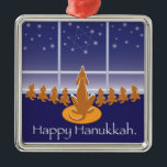 Ornamento De Metal Medalhão de WagsToWishes_Menorah Dogs_Hanukkah<br><div class="desc">Nosso medalhão esperançoso dos cães de Hanukkah faz um grande presente para uma das oito noites,  e pôr definida um sorriso de incandescência sobre a cara de todo o receptor afortunado.</div>