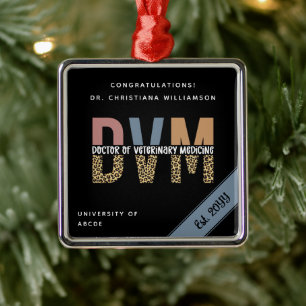 Ornamento De Metal Medicina Veterinária DVM Personalizada
