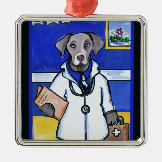 ORNAMENTO DE METAL MÉDICO WEIMARANER (Frente)