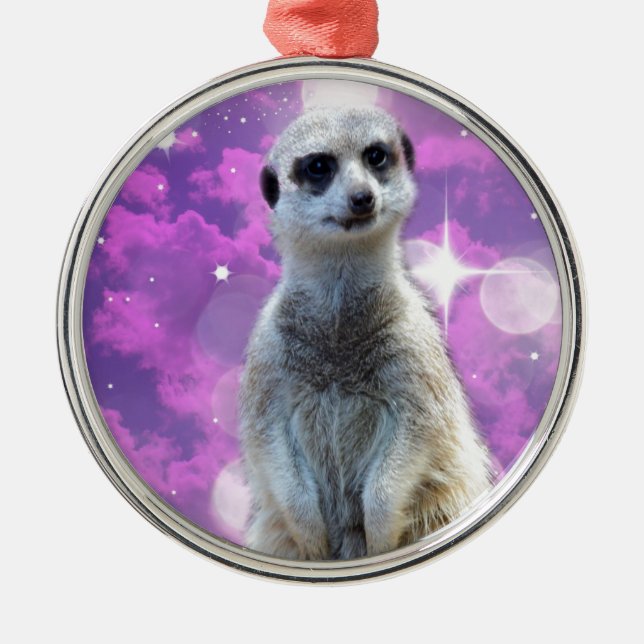 Ornamento De Metal Meerkat Com Sparkle, (Frente)