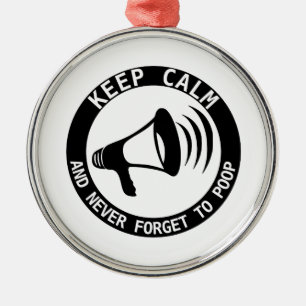 Ornamento De Metal Megafone: Mantenha a Calma E Nunca Esqueça