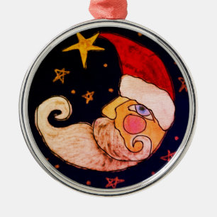 Ornamento De Metal Meia Lua Papai noel Abstrato Art