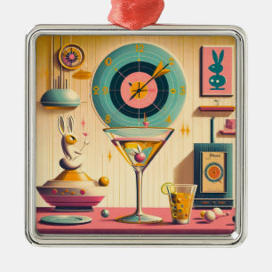 Ornamento De Metal Meio século Futurístico Atômica Rabbit Martini