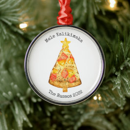 Ornamento De Metal Mele Kalikimaka Pineapple Hawaiian Pizza Slice