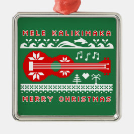 Ornamento De Metal Mele Kalikimaka Ugly Sweater (Red on Green)