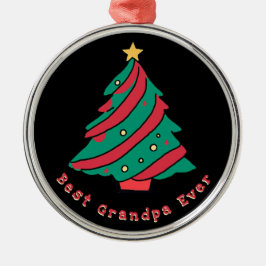 Ornamento De Metal Melhor Avô Nunca | Árvore Natal Preta