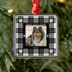 Ornamento De Metal MELHOR CÃO DE TODOS OS TEMPOS Preto Branco Bege Xa