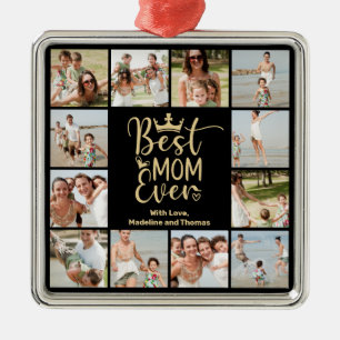 Ornamento De Metal Melhor Colagem de Fotos de Mãe de 12 Anos
