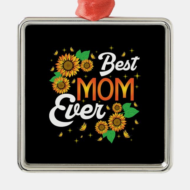 Ornamento De Metal Melhor Mãe Girassol Nunca (Frente)