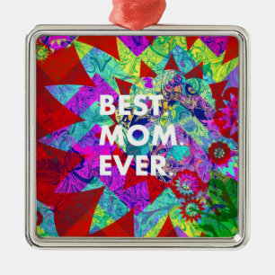 Ornamento De Metal MELHOR MOM JÁ Dons de Dia de as mães Floral Colo