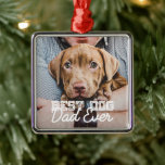 Ornamento De Metal Melhor Pai De Cachorro Alguma Vez Personalizado Fo<br><div class="desc">Este design simples e clássico é composto por tipografia serif e adiciona uma foto personalizada</div>
