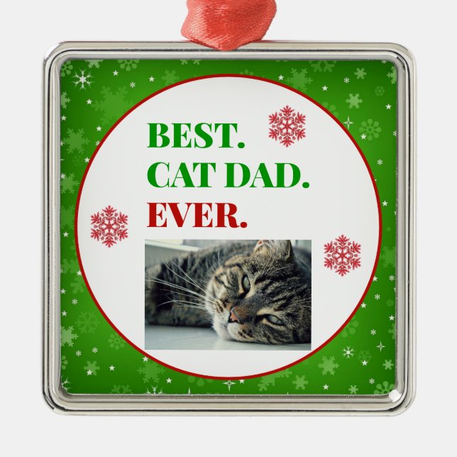 Ornamento De Metal Melhor Pai De Gato De Natal (Frente)
