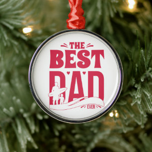 Ornamento De Metal Melhor Pai de Todos – Silhueta de Pai e Filho Surf
