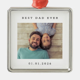 Ornamento De Metal Melhor Pai do Mundo Foto Personalizada Simples