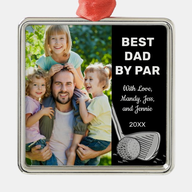 Ornamento De Metal Melhor Pai Por Golfe De Fotografia Personalizado D (Frente)