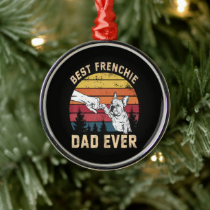 Ornamento De Metal Melhor Papai Frenchie Retro de Todos os Tempos