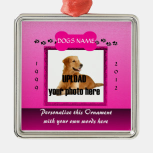 Ornamento De Metal Memória de Cachorro Rosa Feminino