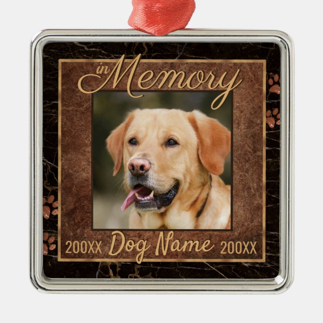 Ornamento De Metal Memória de Cão Marble Memorial Rustic Keepsasasael (Frente)