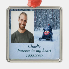Ornamento De Metal Memorial de Fotografias Personalizadas para sempre