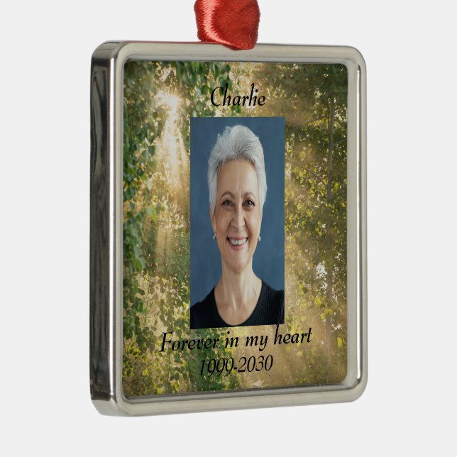 Ornamento De Metal Memorial de Fotografias Personalizadas para sempre (Direito )