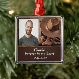 Ornamento De Metal Memorial de Fotografias Personalizadas para sempre