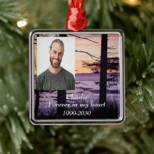 Ornamento De Metal Memorial de Fotografias Personalizadas para sempre
