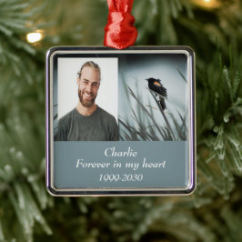Ornamento De Metal Memorial de Fotografias Personalizadas para sempre