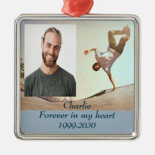 Ornamento De Metal Memorial de Fotografias Personalizadas para sempre