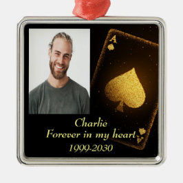 Ornamento De Metal Memorial de Fotografias Personalizadas para sempre